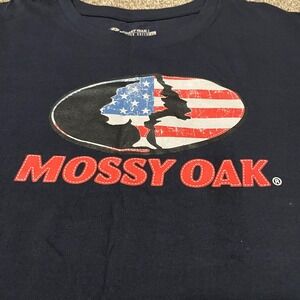 Mossy Oak Patriotic Logo Graphic T-Shirt Mens XL Staghorn Creek Blue Red